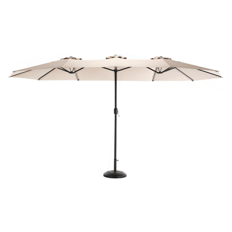 Grand parasol d'extérieur double face 14,8 pi avec manivelle (sans base), Kaki