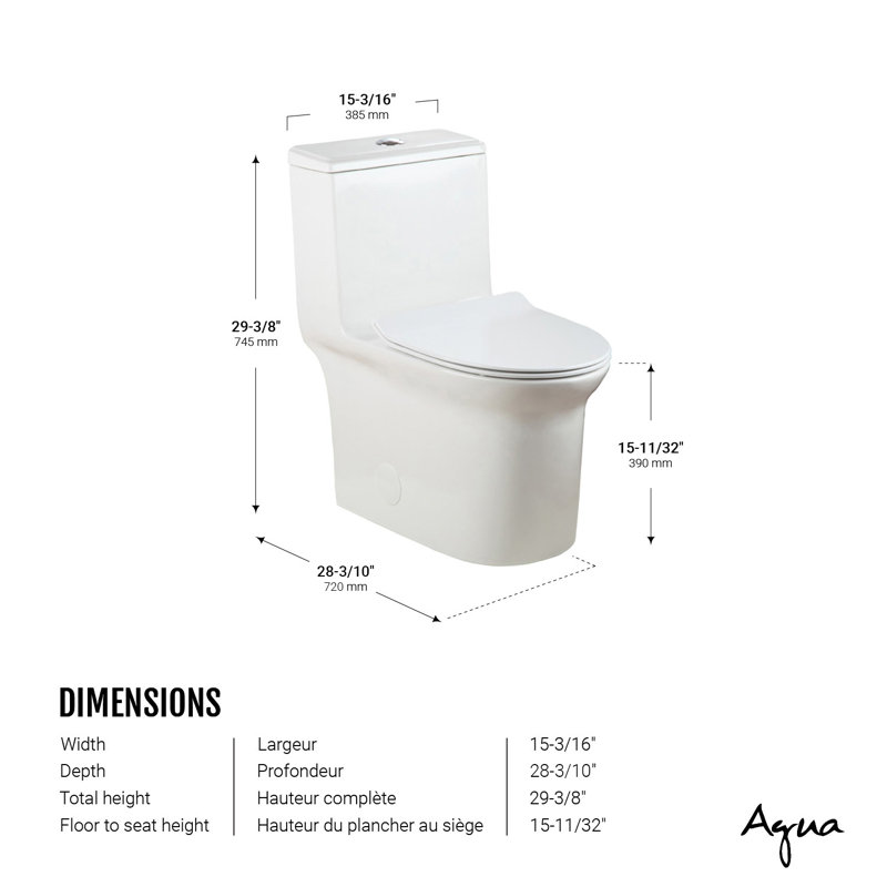 Tovia One-Pieve elongated dual-flush toilet, Glossy white