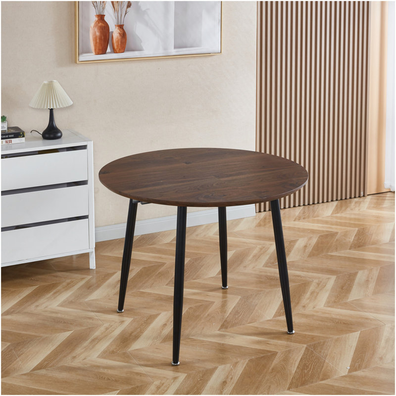 Table extensible, table à manger, table de bureau, table basse, pieds en métal noir, plateau couleur noyer, 100/140 / 180x100x75cm