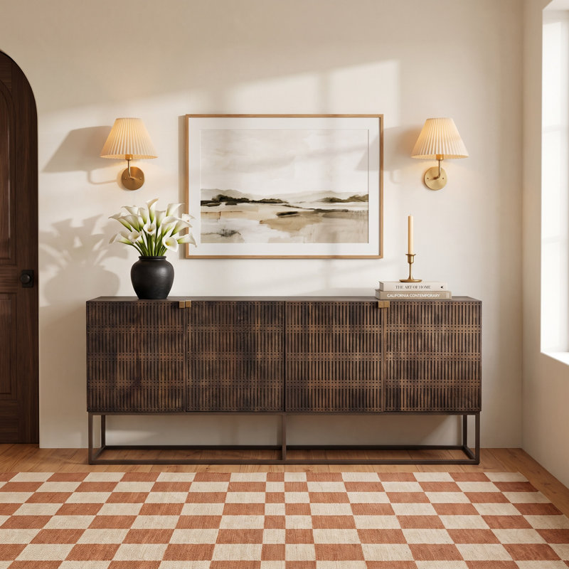 Elle Mango Wood Buffet Table, Vintage Brown