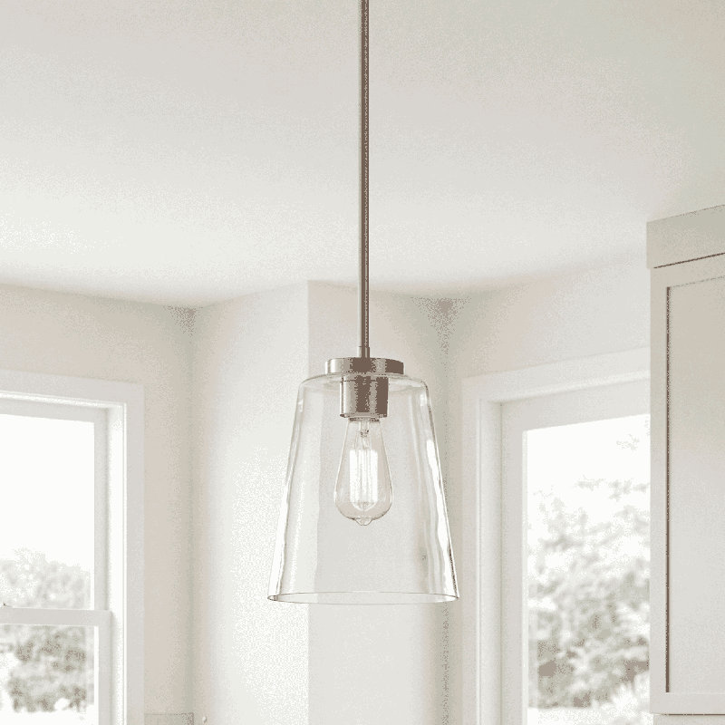 Luminaire suspendu conique à 1 lumière Macklin, Nickel satiné