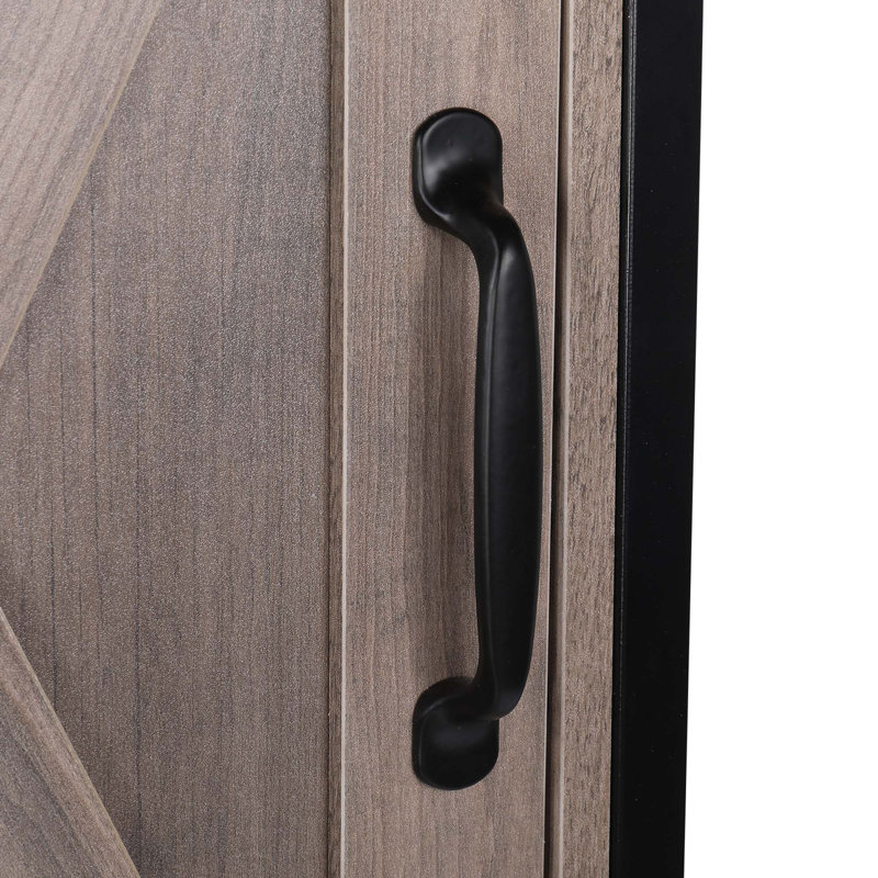 Retro Style MDF With Triamine Iron Frame Sliding Door Three-Layer Rack Bathroom Cabinet