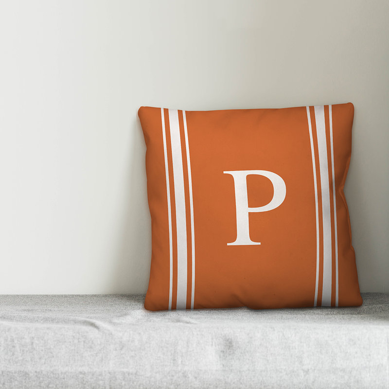 Striped Throw Pillow, P, Orange