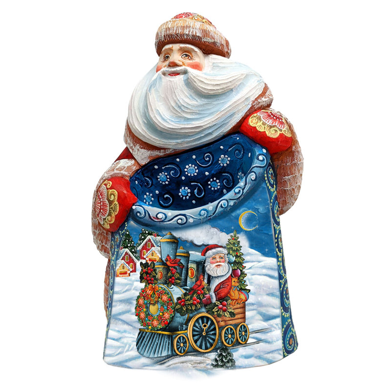 Figurine chef-d'œuvre de père Noël sculptée sur bois