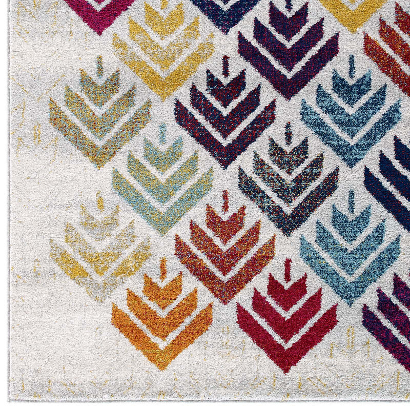 Florin Multicolor Abstract Floral Non-Slip Area Rug 5x8