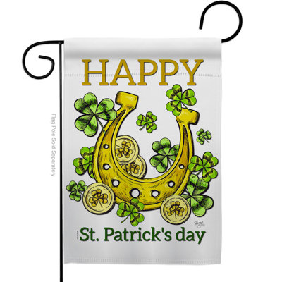 Drapeau de jardin en polyester 19 x 13 po Lucky Shamrocks