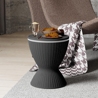 Table glacière d'extérieur 3 en 1 avec seau à glace de 8 gallons, barre de refroidissement de patio à hauteur réglable, plateau de table rétractable pour terrasse, piscine, fête