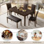 Ensemble de table de salle à manger 6 pièces avec banc et chaises de style rustique campagnard-2076301286-2076301280-2076301282