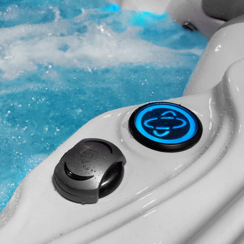 Destination™ 6-Person 59-Jet 80-Port 4-Pump Non-Lounger Hot Tub Spa with Bluetooth, Stainless Steel Heater, Programmable LED Lighting, Insulated Cover Included