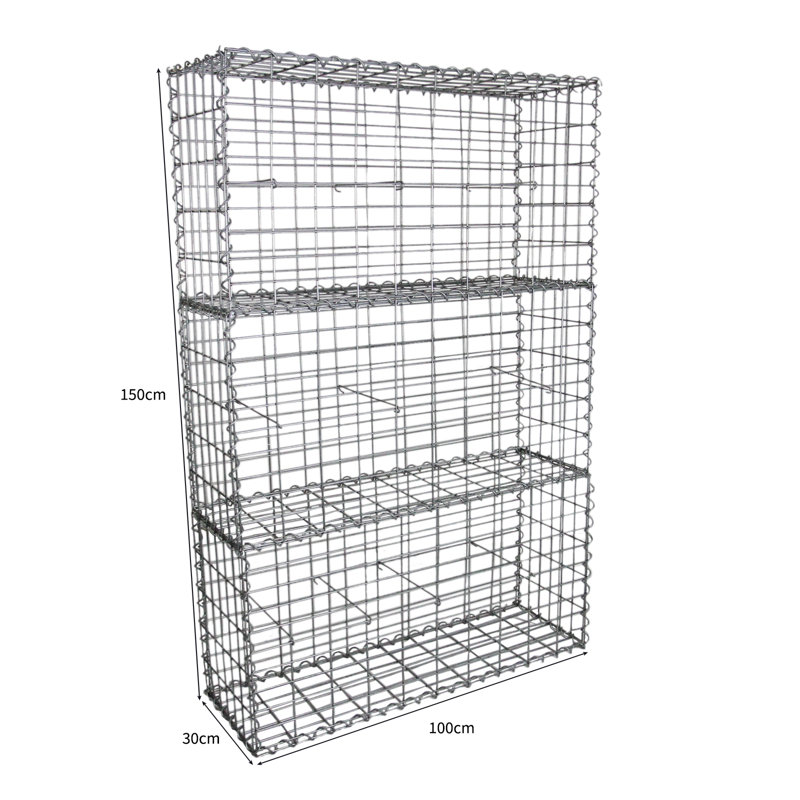 Agneza 127cm H x 254cm W Silver Metal Gabion Wall