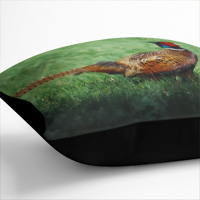 Pheasant Bird Vol.2 Painting Square Throw Cushion, 55cm H x 55cm W x 20cm D, Black