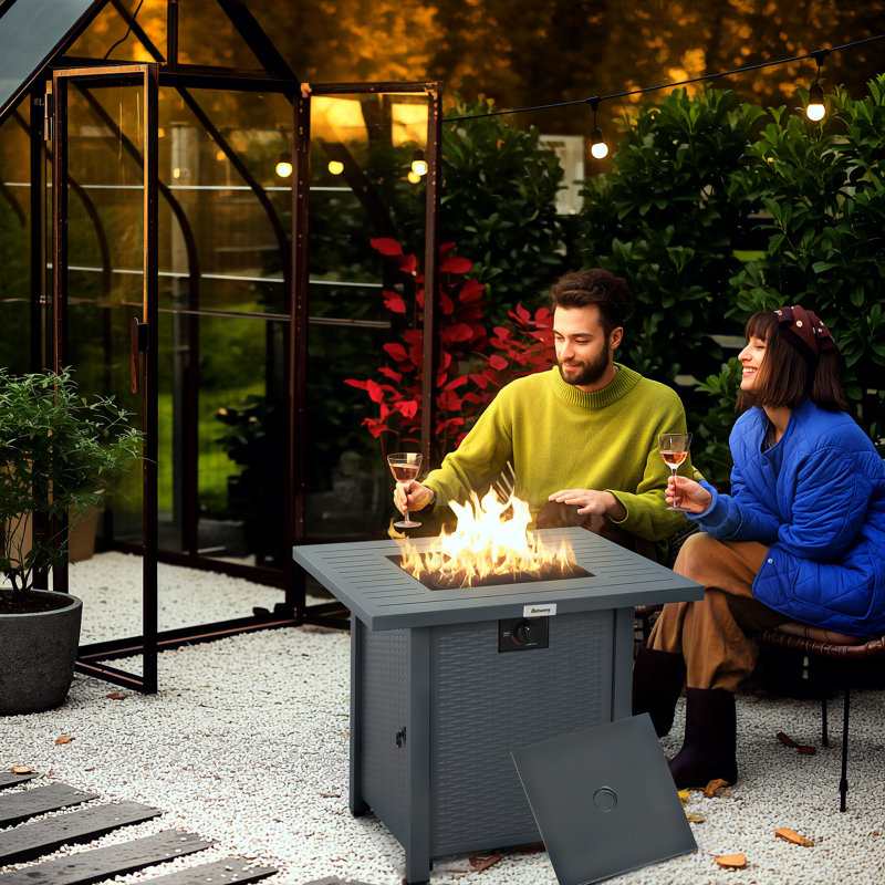 Square Steel Propane Smokeless Fire Pit Table