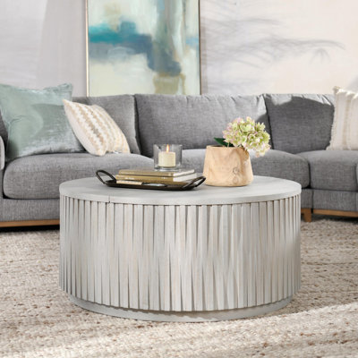 Sylvia Solid Wood Drum Coffee Table with Storage