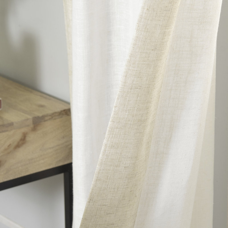 Lithonia Linen Blend Curtain, Flax/ Bright White