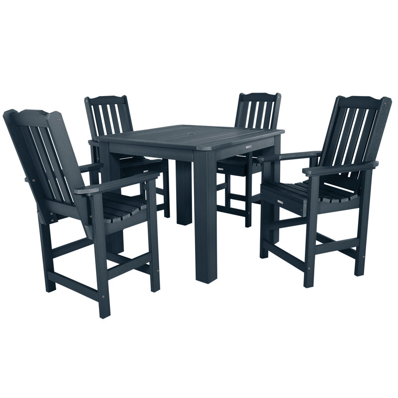 Arbnora 4-Person 42" Square, Counter-Height Outdoor Dining Set, Federal Blue, 42 x 42 x 36