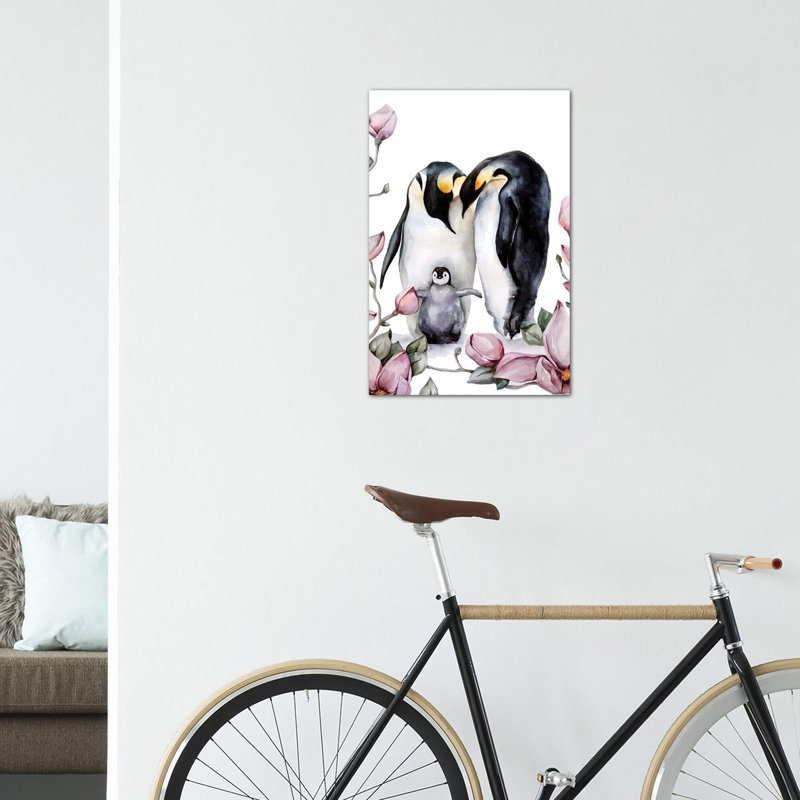 Penguins Plants & Flowers, 18" H x 12" W x 1.5" D, Wrapped Canvas