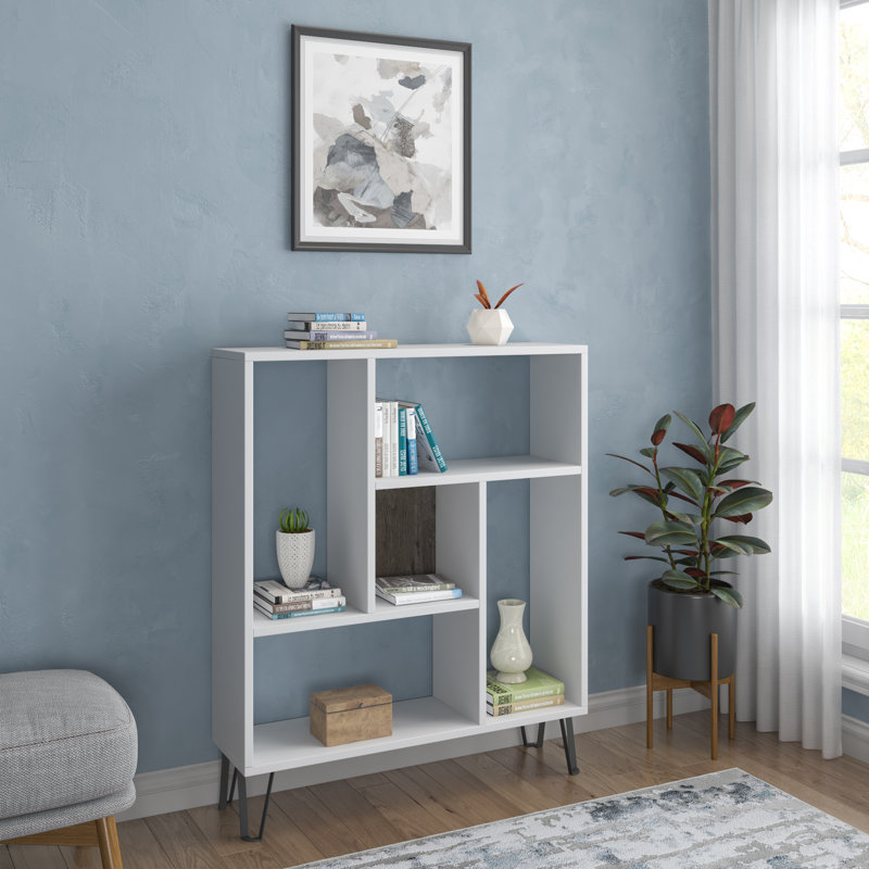 Jayvianna Geometric Bookcase, White/Wenge
