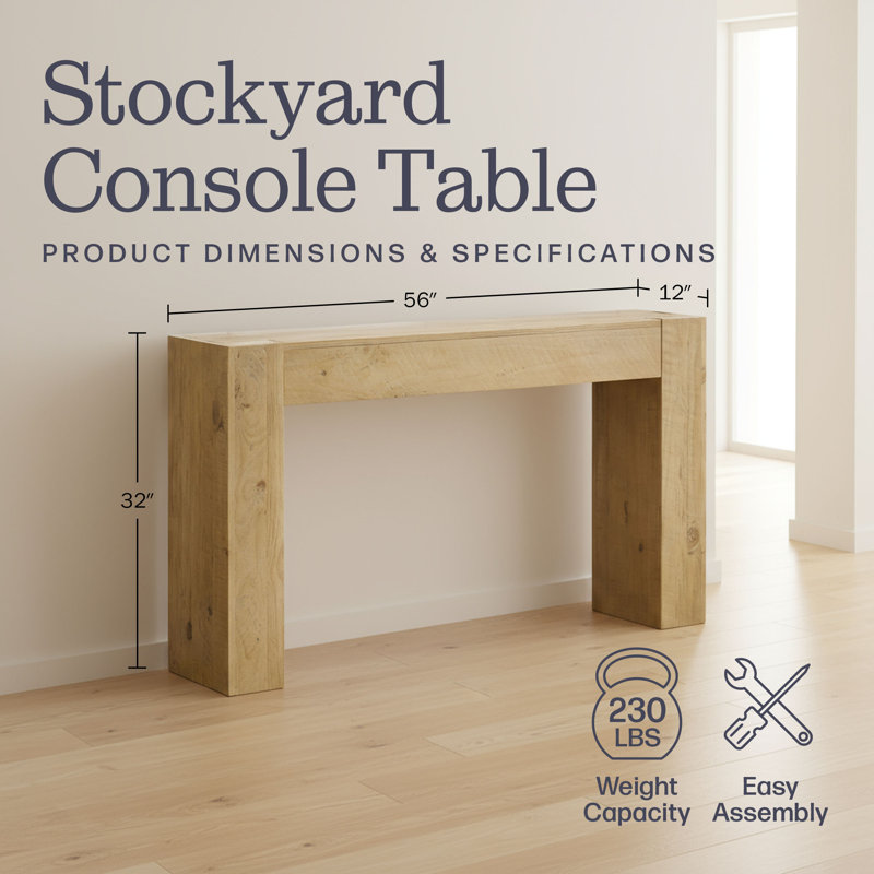  Stockyard 56" Solid Wood Console Table (Beige), Beige