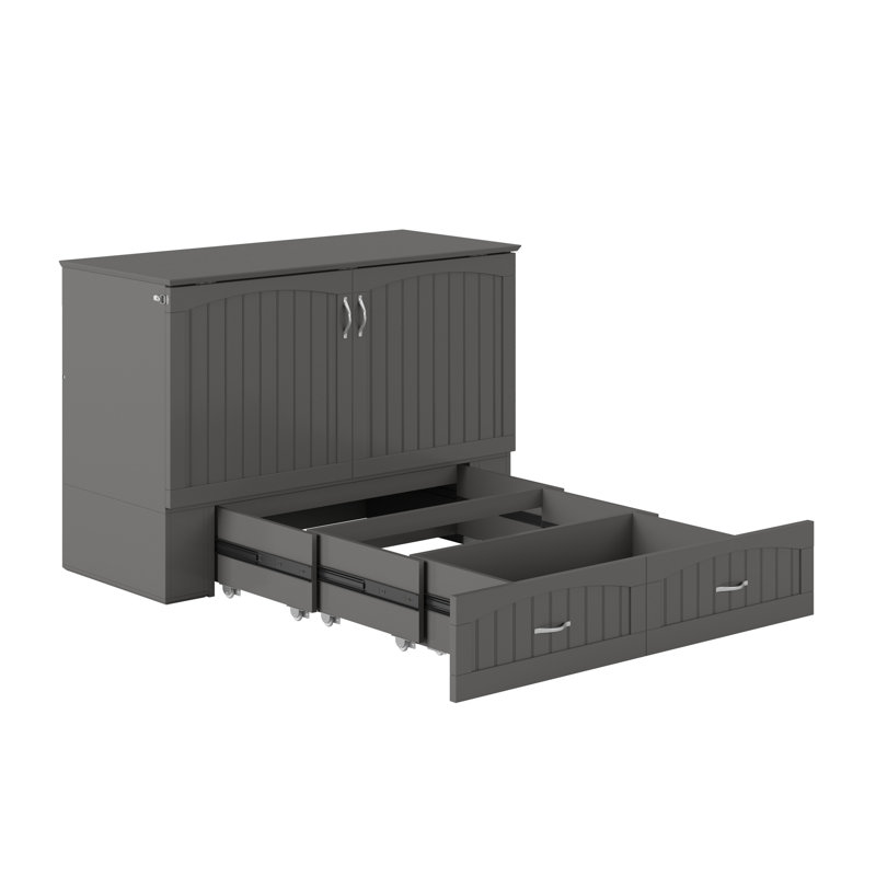 Commode de lit Murphy avec rangement et chargeur intégré, Double, Gris