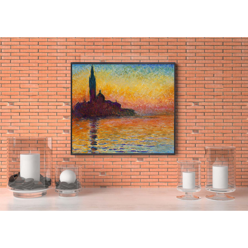Cadre «SUNRISE I» par Claude Monet, Cadre noir, H 16 po x l 14 po