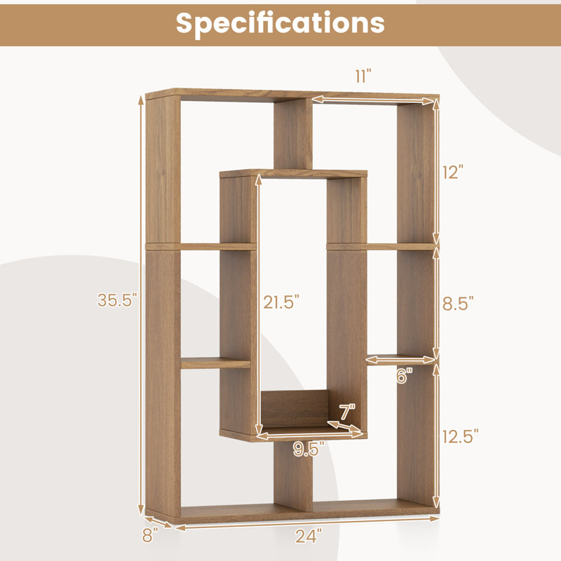  35.5'' H X 24'' W Amyleth Geometric Bookcase, Natural