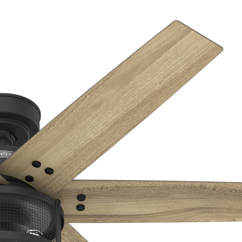 Houston 52" Matte Black 6-Blade Ceiling Fan with LED Lighting & Remote