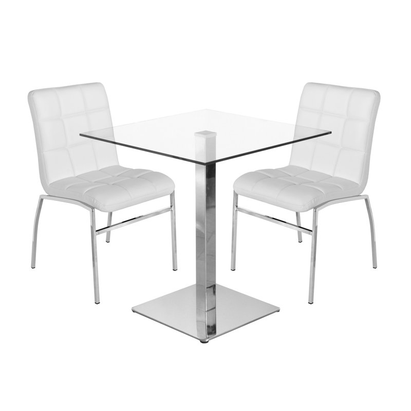 Derose 2 - Person Dining Set, Grey, 76cm H X 70cm W X 70cm D