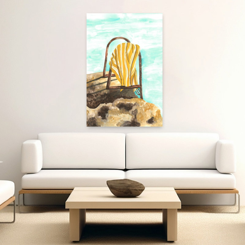 «Coastal Beach serviette» serein abstrait art mural côtier contemporain, H 60 po x l 40 po