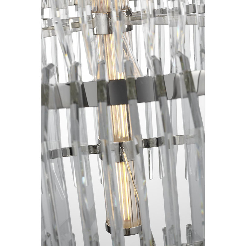 Waterford Killarney 32" Layered Drum Chandelier with Clear Crystal, Polished Nickel