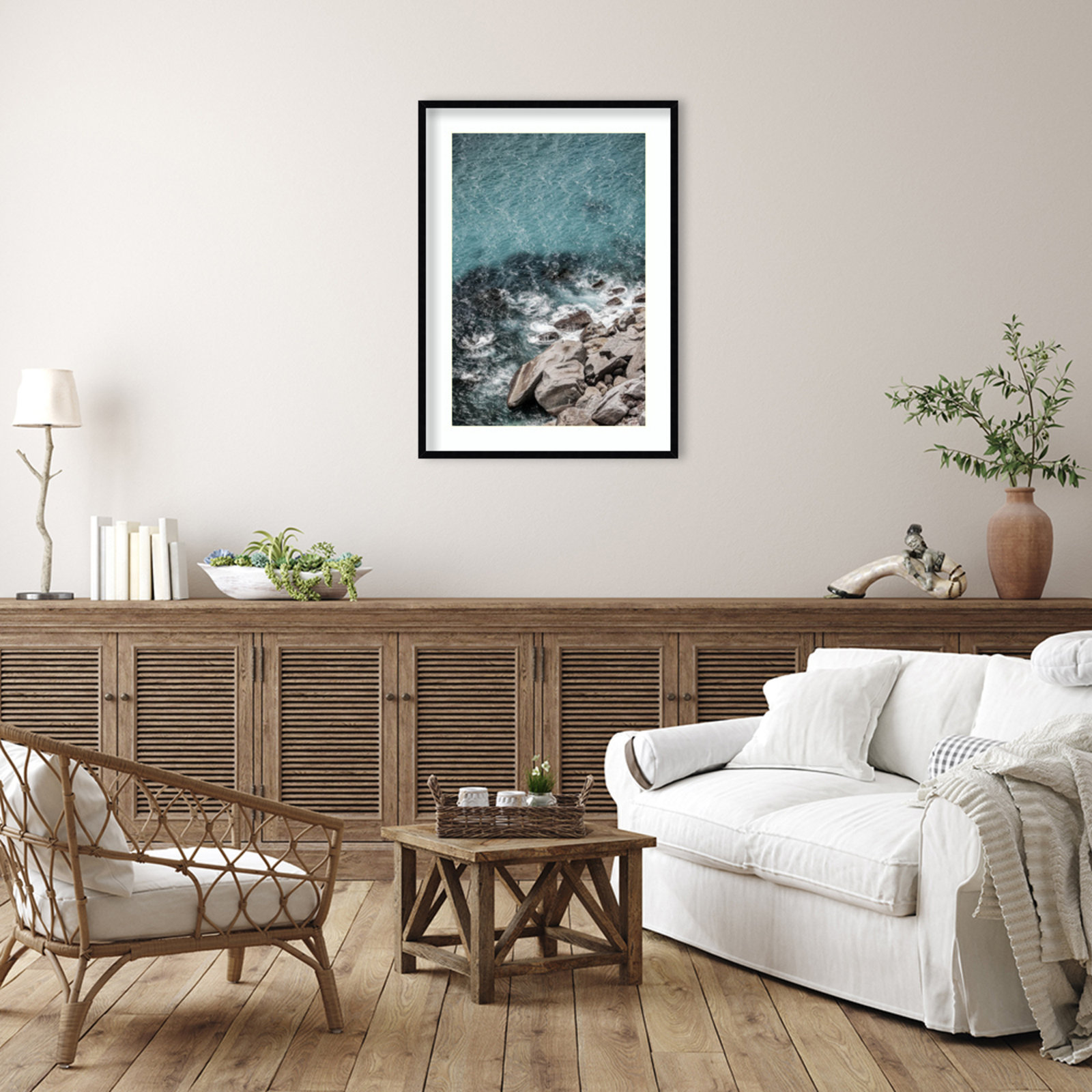 Pacetti "Aqua Sea Shores" Print, Black, 41" H x 30" W