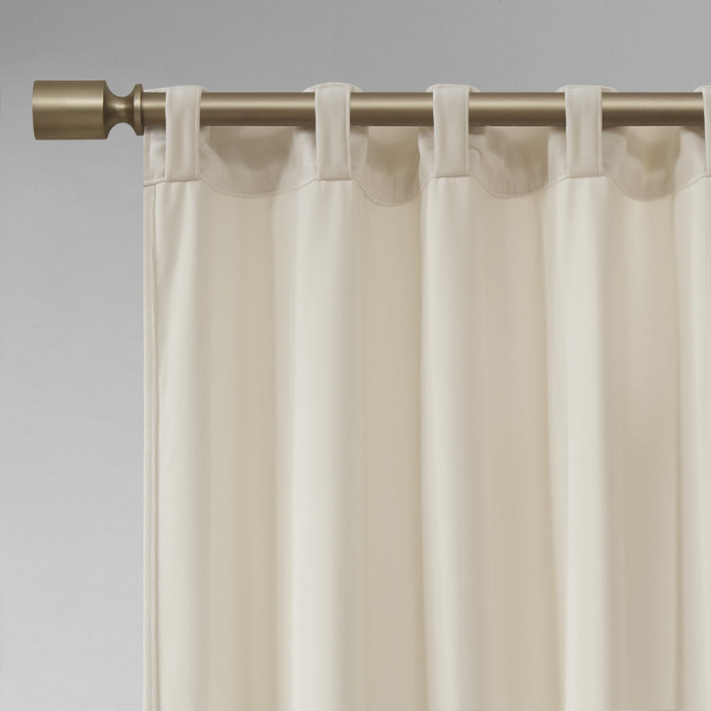 Paire de rideaux obscurcissant avec passe-tringle en polyester, Ivoire ivoire