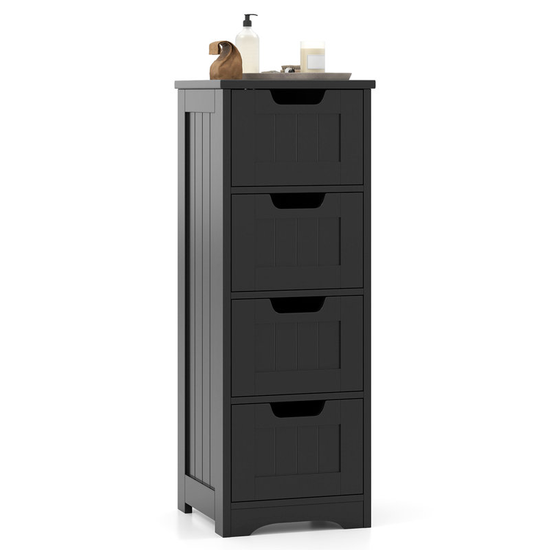 Rangement autoportant pour salle de bain avec 4 tiroirs gris