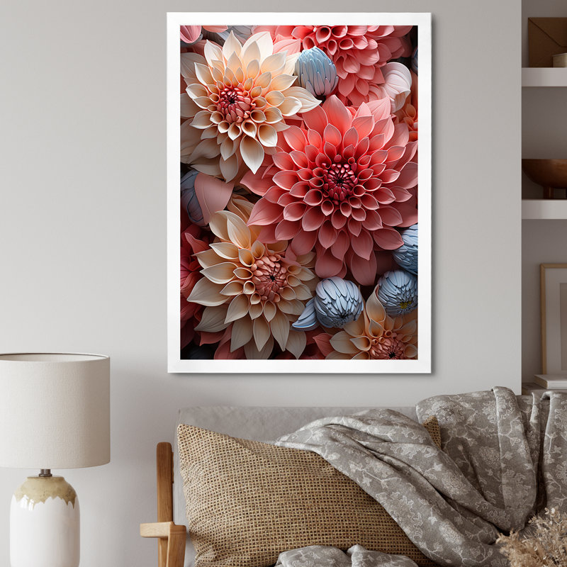 «Soft Elegance Mums Flowers III» sur toile, Cadre flottant noir, 44" H x 34" W