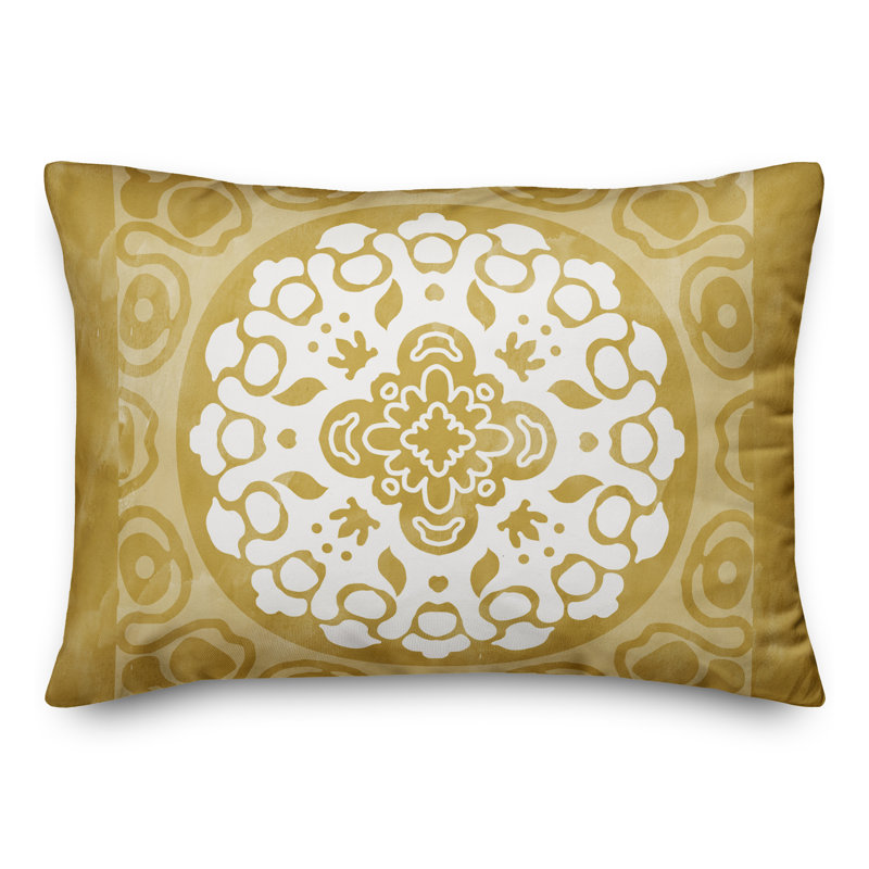 Housse et insert de coussin d'extérieur pour l'extérieur, Jaune, Floral 2