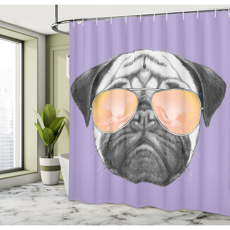 Ensemble de rideau de douche et crochets carlin, Lavande / moutarde, H 75 po x l 69 po