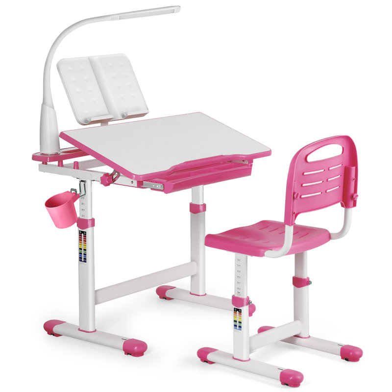 Baylee Adjustable Metal Base Writing Desk, Pink