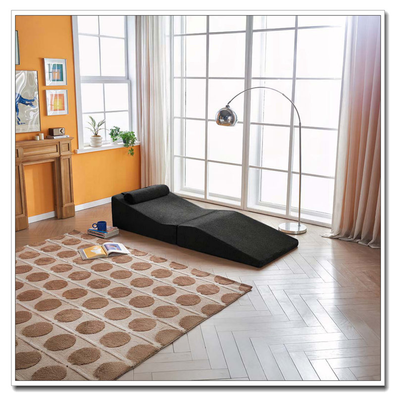 Chaise longue d'intérieur pliable et portable, Noir