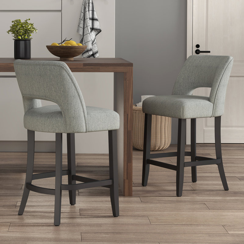 Tabouret de bar Bisto, Pieds noirs gris clair