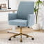 Chaise de bureau ergonomique à dossier moyen avec tissu rayé et base dorée-1092124960