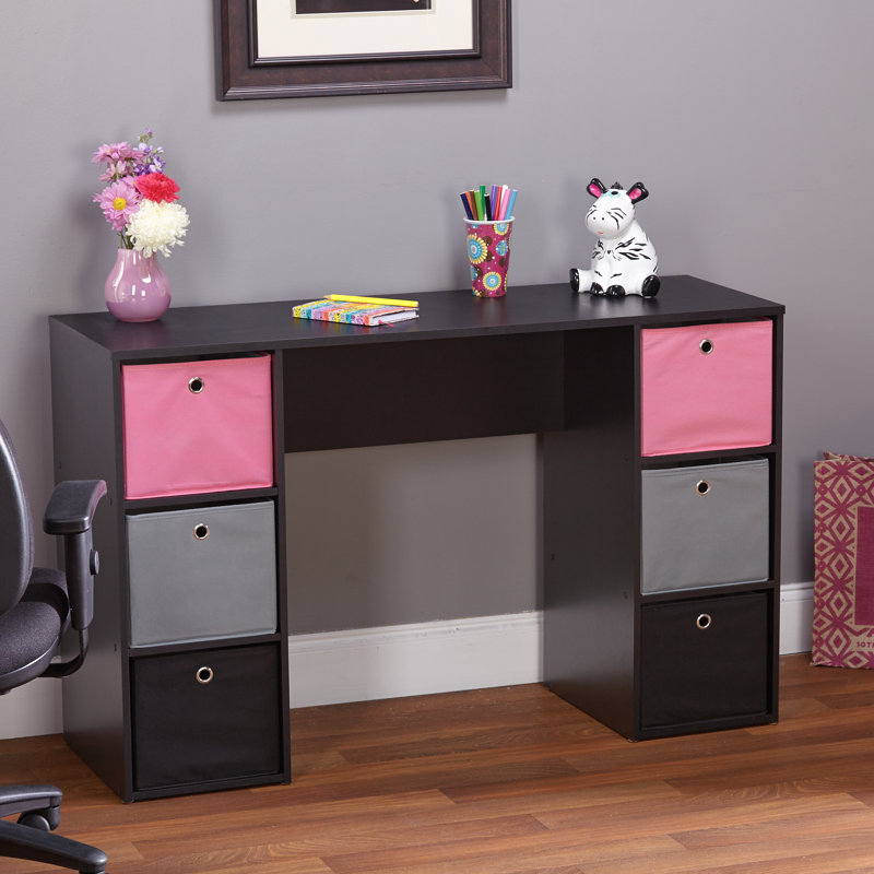 Bureau d'écriture Meike, Rose, noir et gris, Noir, noir, noir, noir