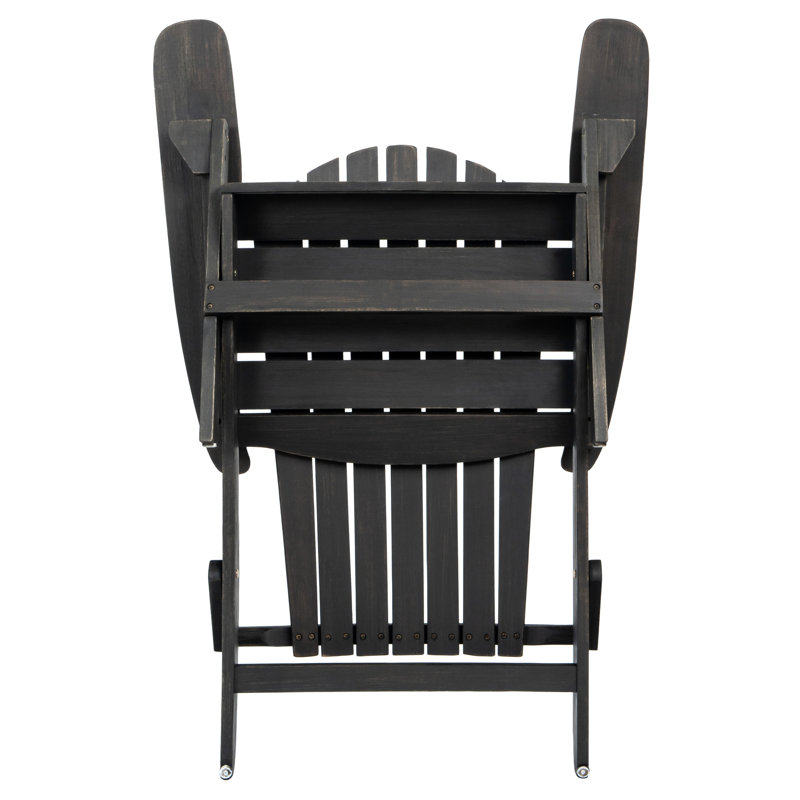 Wood Folding Chair - Dark Gray, Rustic Style For Outdoor Seat Foldable With Touch, Dark Gray