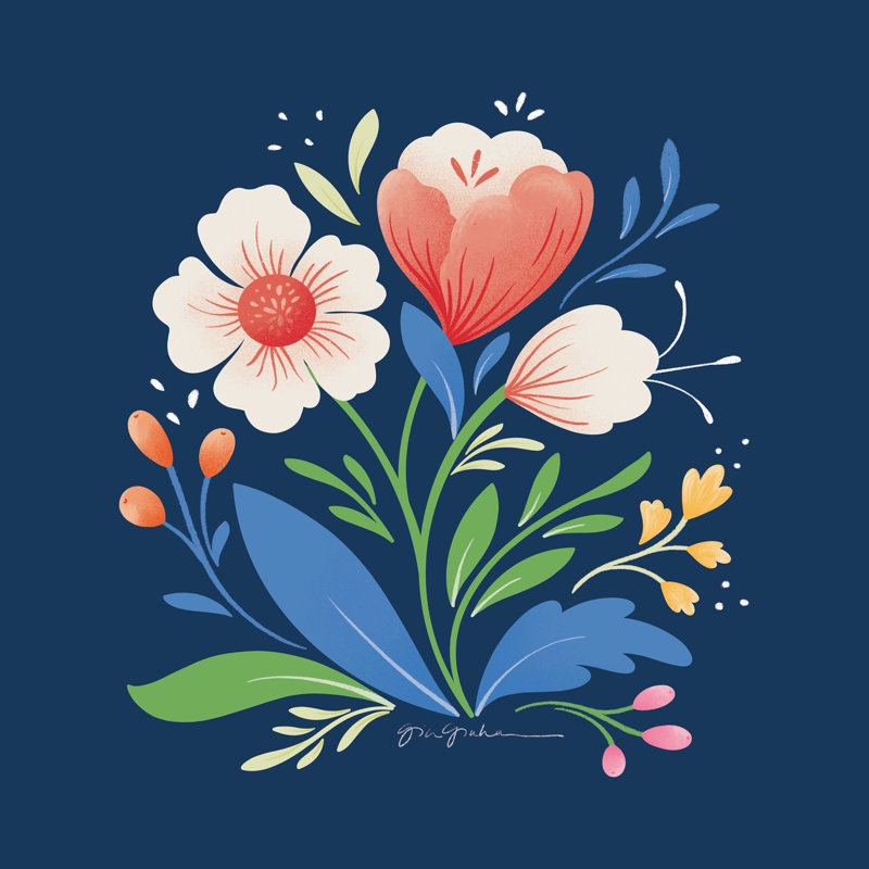 Champ de fleurs I Bright Sq, H 12 po x l 12 po