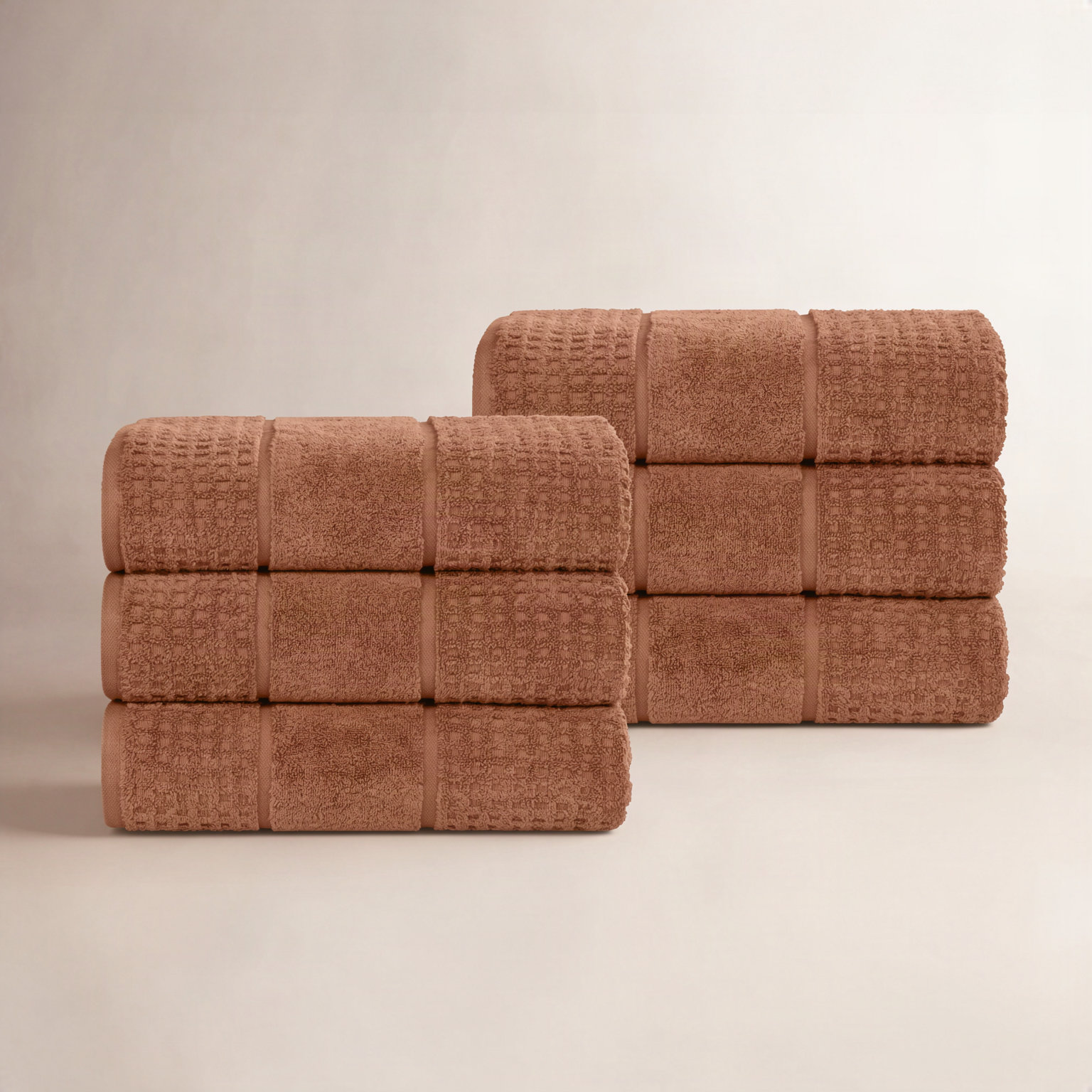 Camillah Waffle Cotton Hand Towel Set, Rust