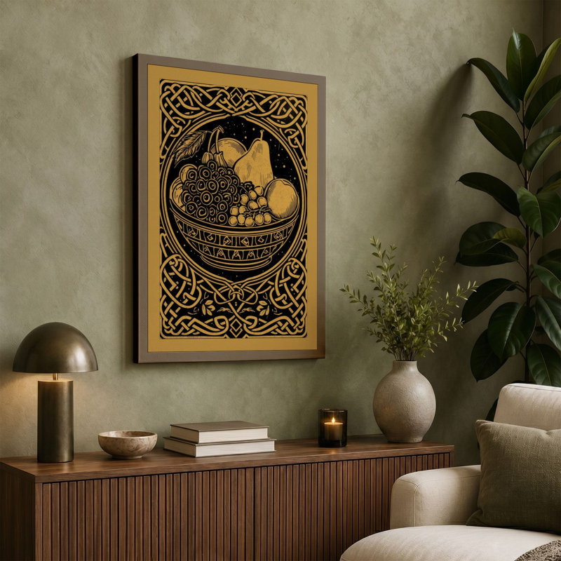 Harvest Abundance Art Deco - Wrapped Canvas, 36x24 - 91.4 x 61.0 cm, Sage Border