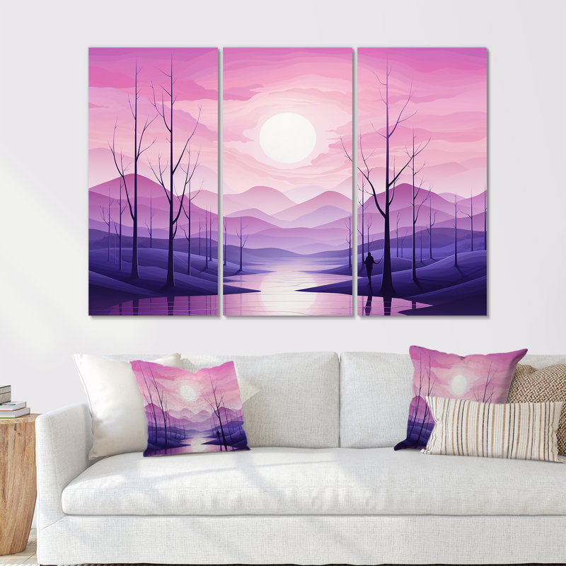 Minimalisme des forêts, fréquence IV - ensemble d'art mural sur toile minimalisme, Toile tendue, H 40 po x l 60 po x P 1 po
