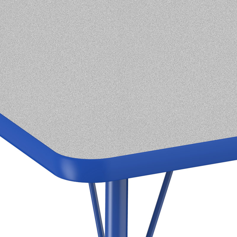 Table d'activité rectangulaire à hauteur réglable en forme de T, Gris/Bleu/Noir, Roulement pivotant standard, 24 po x 72 po