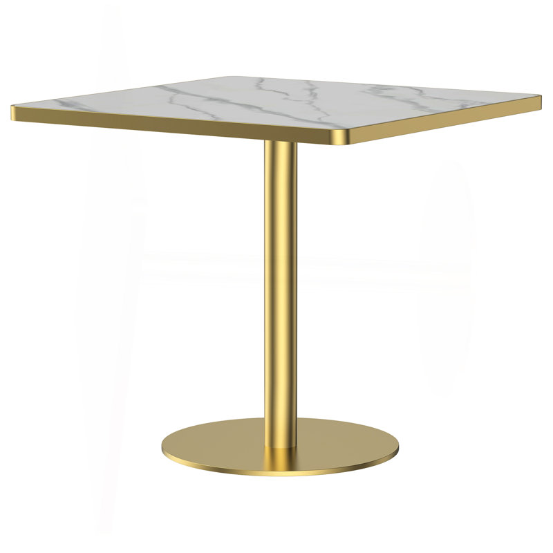 Table carrée bistro moderne tulipe 31,5 pouces avec plateau en faux marbre, facile à assembler, structure en métal robuste