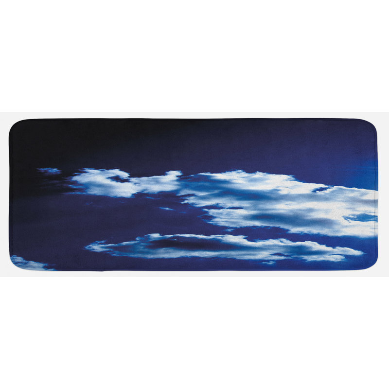 Tapis de cuisine bleu foncé bleu foncé et décors de soleil et spectaculaires en nuage naturel majestic them