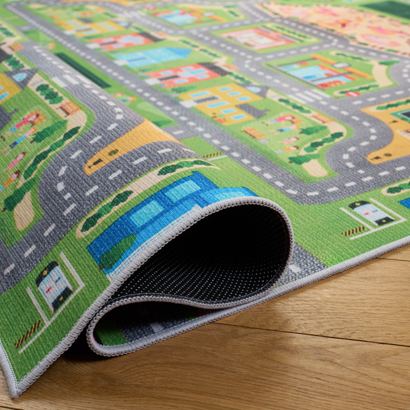 Tapis géométrique lavable à la machine Tacoma Kids 100 Performance, Tapis de couloir 2 pi 6 po x 8 pi