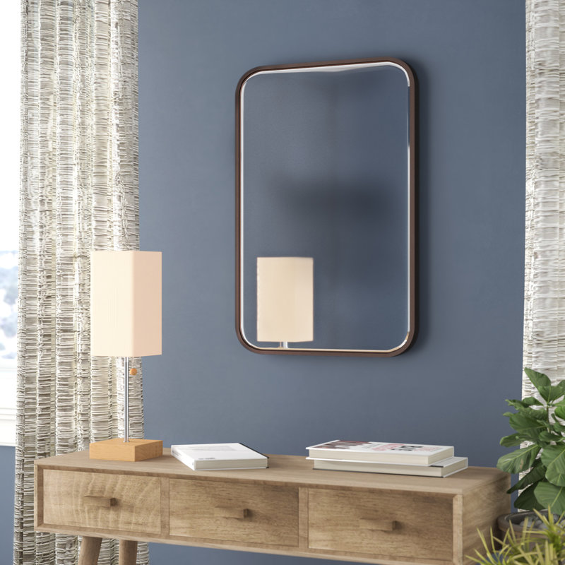 Metal Wall Mirror, Polished, 24" H x 30" W